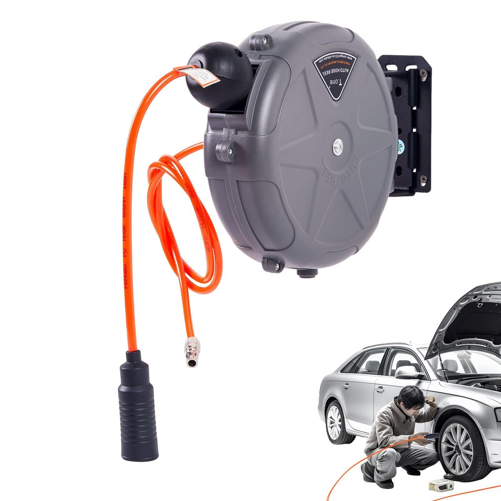 Avvolgitubo Aria Retrattile 10 metri resistente con montaggio a parete | Avvolgitubo per compressore d'aria per officine, garage, casa, studio, riparazioni e automotive, manutenzione macchinari