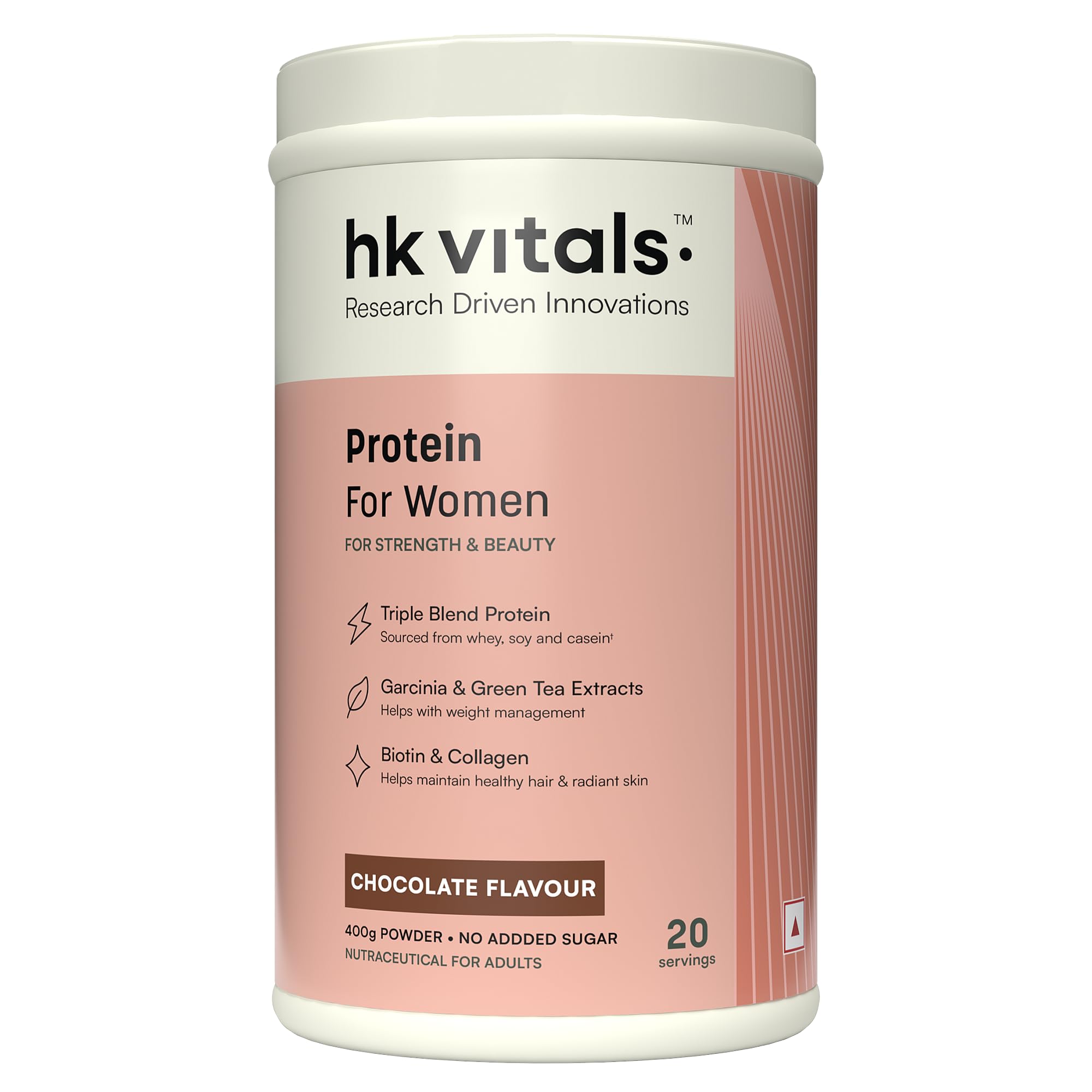 Protein For Women with Soy (Chocolate, 400g / 0.88lbs) | Whey Protein, Collagen, Vitamin C, E & Biotin | For Strength & Beauty