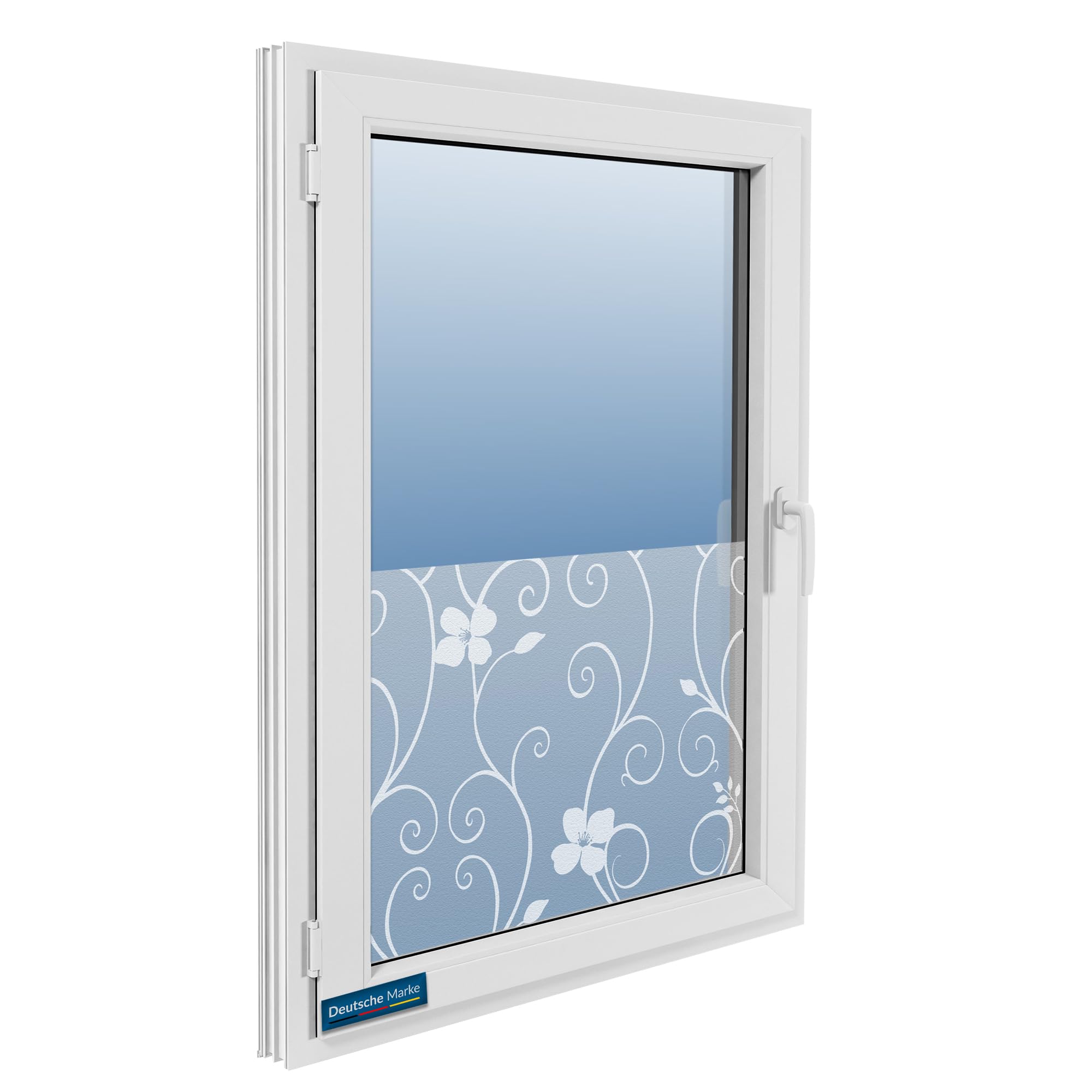 TEXMAXX Blickdichte Fensterfolie selbsthaftend - 60cm x 100cm -  Milchglasfolie selbstklebend Fenster - Sichtschutzfolie Fenster -  Fensterfolie Milchglas  Efeu Design : Amazon.de: Kche, Haushalt & Wohnen
