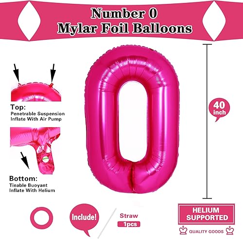 Miniatura 2 de Globo rosa gigante del número 2 de 40 pulgadas, dos globos rosa oscuro con el número 2 del número 2, decoraciones para niñas, globos digitales 2