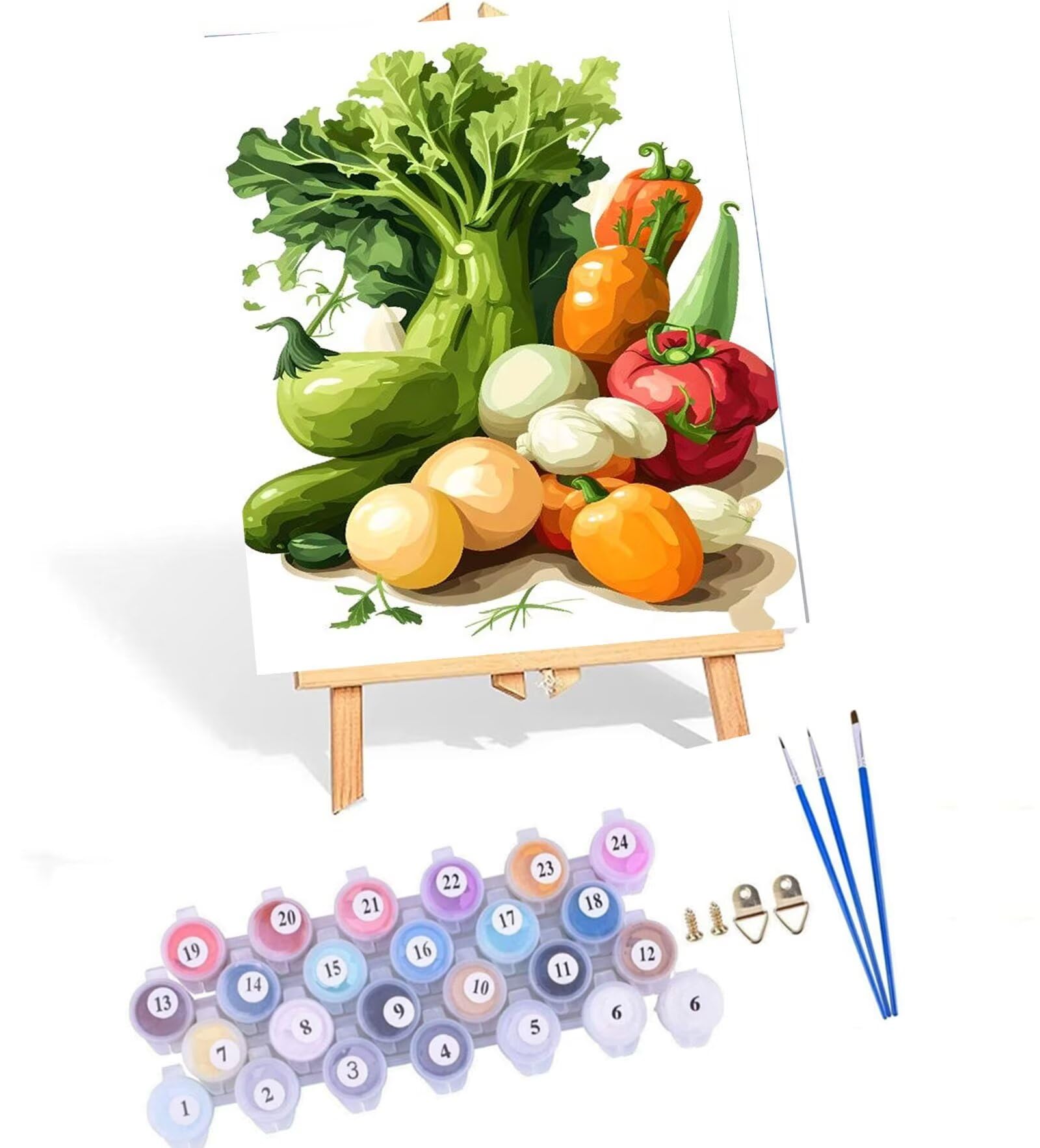 Malen Nach Zahlen Erwachsene 'Obst Pfirsich' – Leinwand 40x50 Cm, Acrylfarben & Pinsel Inklusive
