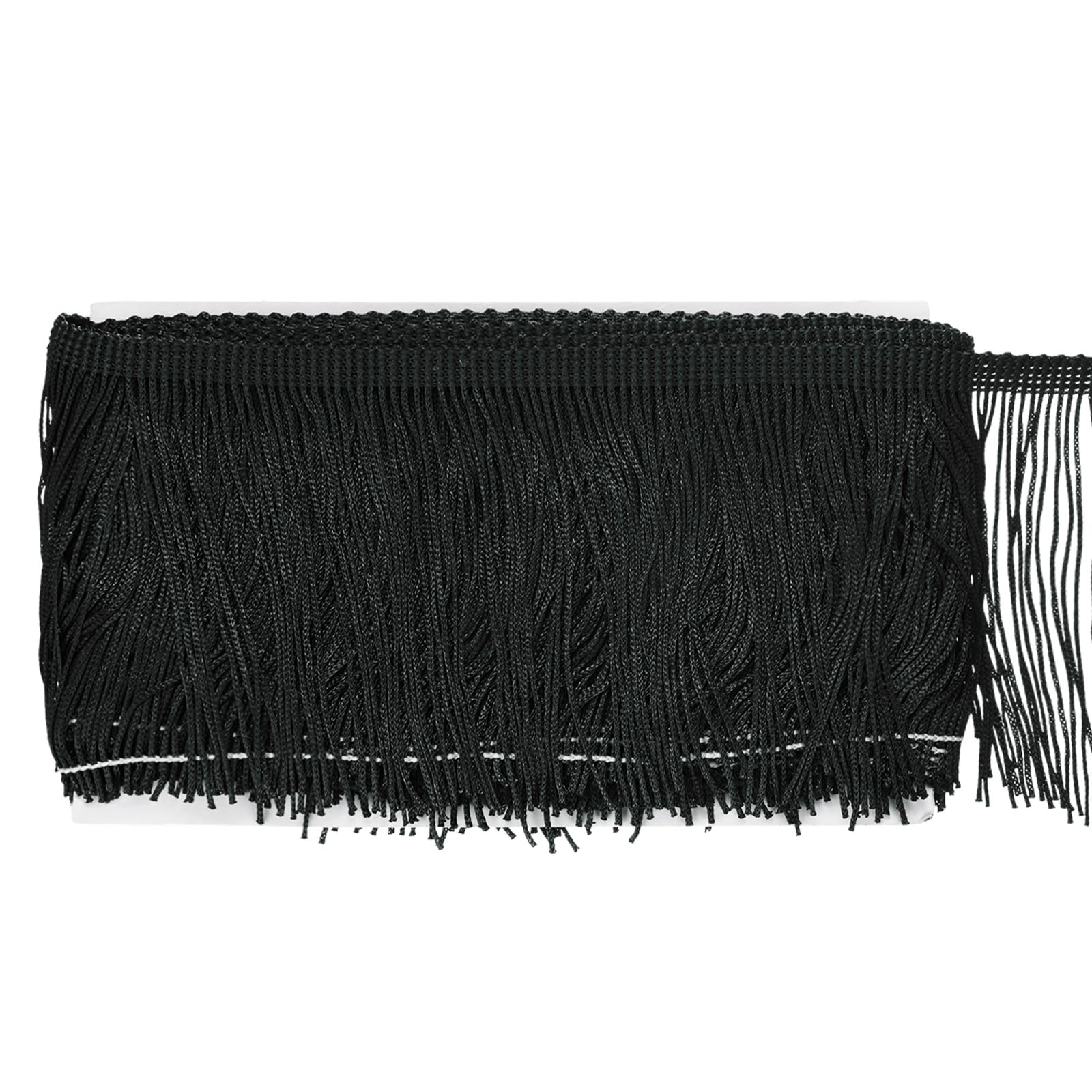 M METERXITY Chainette Fringe Trim, 5 Yards of 4" Polyester Braid Tassel Trim for DIY Crafts/Latin Dress/Lamp Shade Decoration/Wedding Dress/Sewing/Clothing Fringe Thread Yarn [Black]