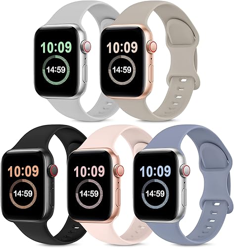 OYODSS Paquete de 5 correas compatibles con Apple Watch Band de 1.496 in 1.575 in 1.614 in 1.654 in 1.732 in 1.772 in 1.929 in, correa de repuesto