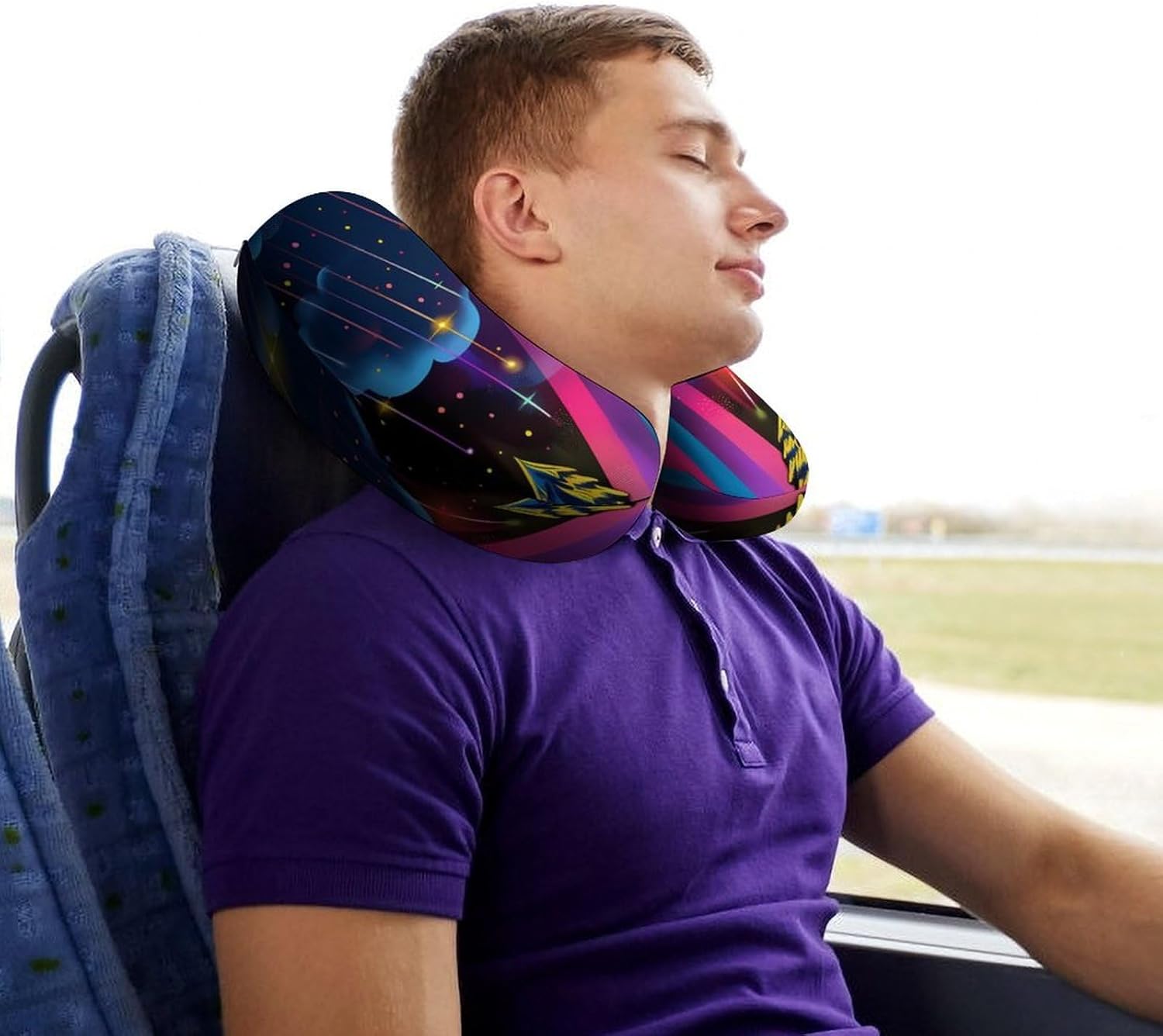 Rainbow Weed Alien Funny Travel Pillow U Shaped Memory Foam Neck Pillows Portable for Flight Car Home Office