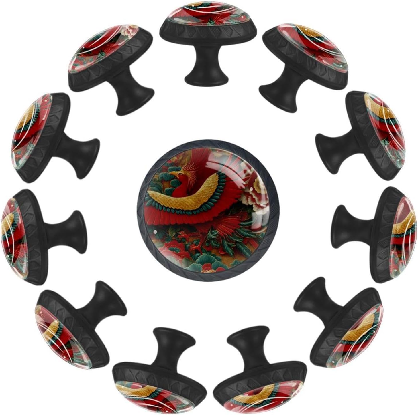 Mushrooms Trees (1) Crystal Glass Decorative Cabinet Knobs, Premium Drawer Pulls with Screws for Kitchen Cabinet Bathroom Dresser Wardrobe