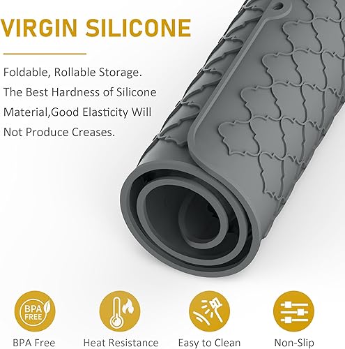 Miniatura 3 de Tapete de secado de platos de silicona gruesa de alta pureza, resistente al calor, tapete de secado de cocina de silicona, tapete de secado de