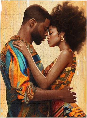 Rompecabezas de pareja negra africana para adultos, rompecabezas de 500 piezas, divertido juego familiar, pintura al óleo, juguete educativo para