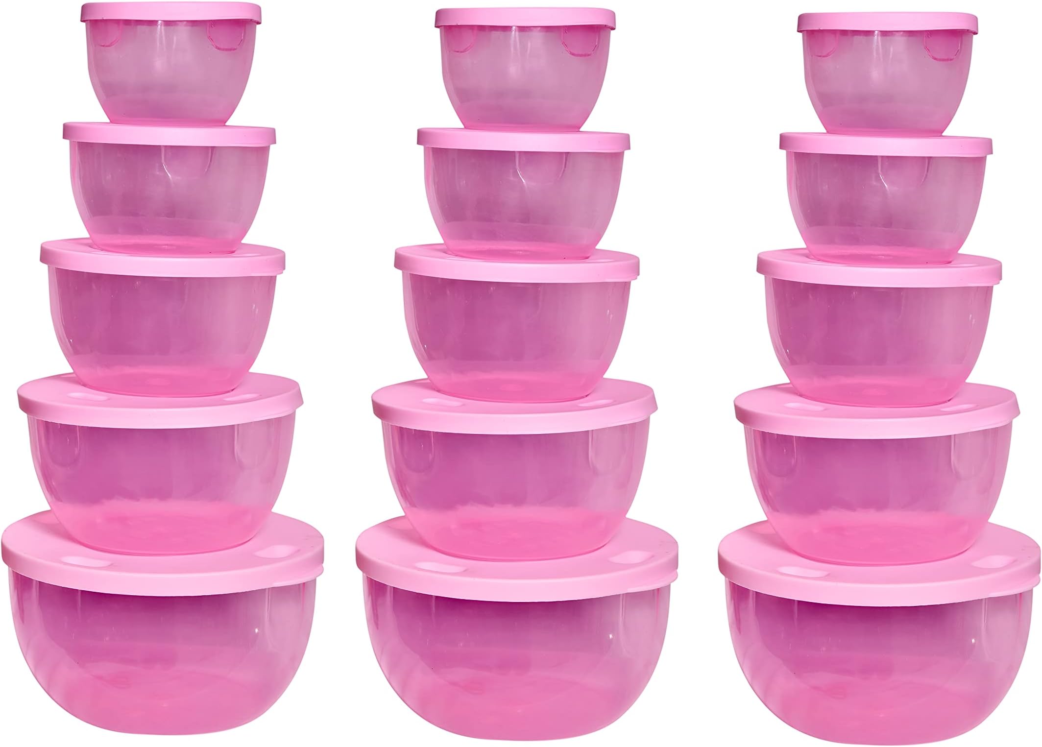 Antickitchen Grocery Storage Container 15 pcs combo set with Aone Quality, BPA-Free, Dispenser Air tight Box for fridge and multipurpose usages.1500ml, 1000ml, 700ml, 500ml, 250ml (Pink)