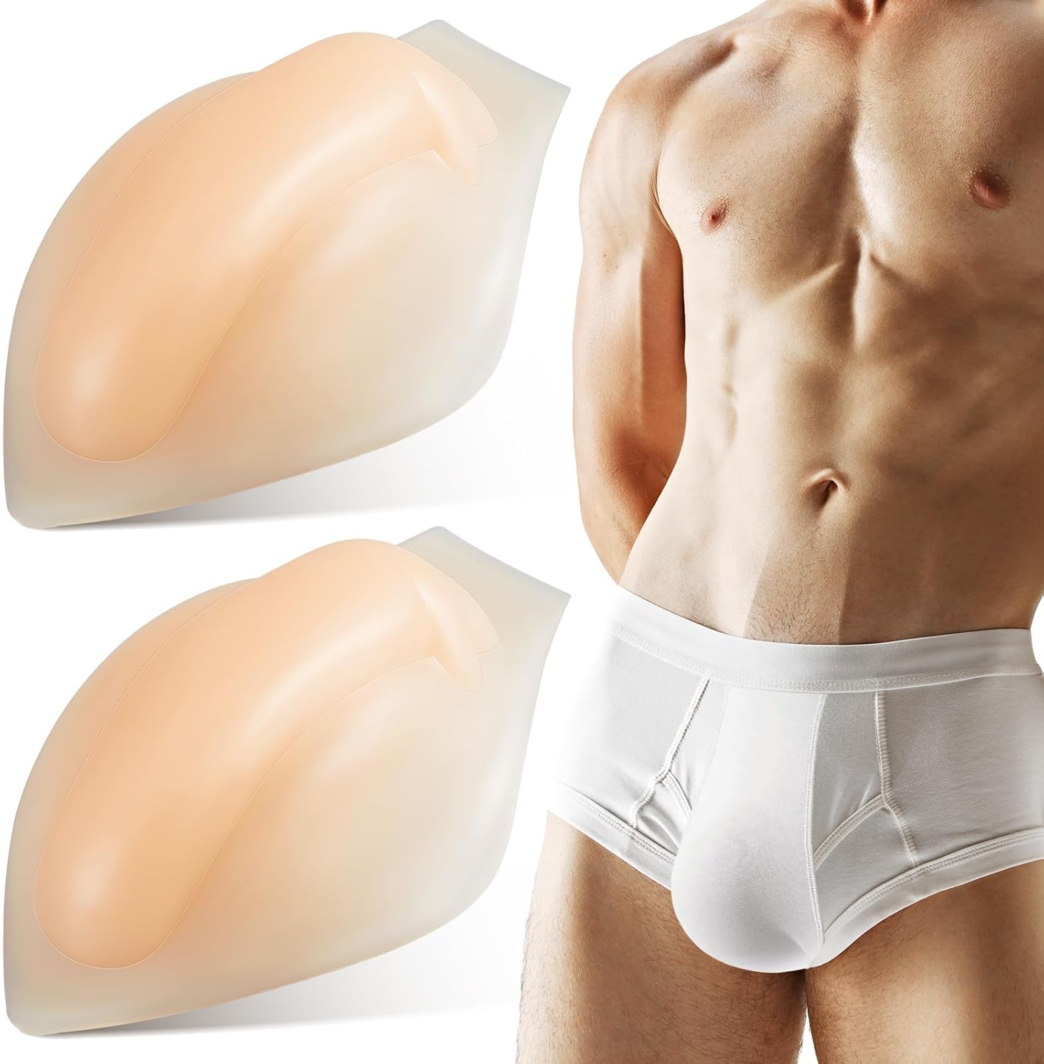 Threlaco Bulge Enhancer Men Silicone Enlarge Front Pouch for Underwear Comfortable Natural Pad Fit for Briefs and Swimwear