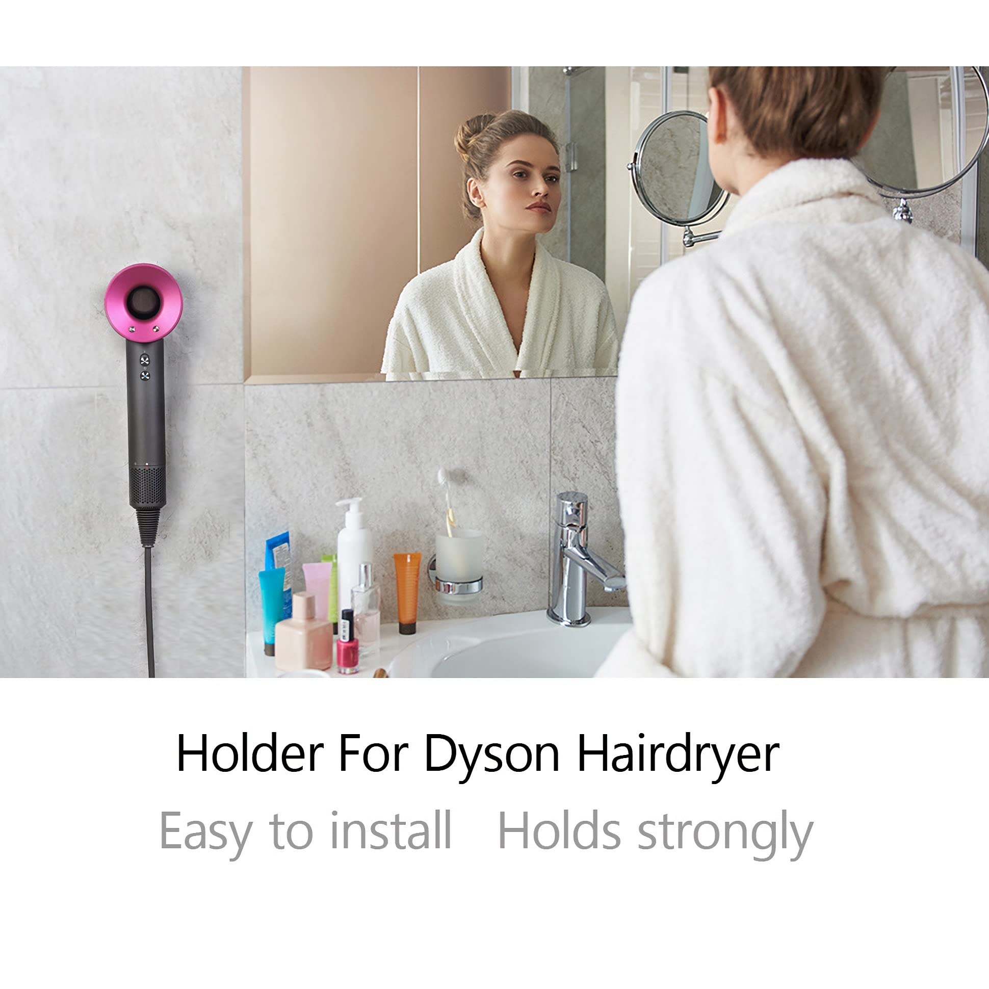 Amazon.co.jp: Alaisee ヘアドライヤーホルダー 木製壁掛けホルダー