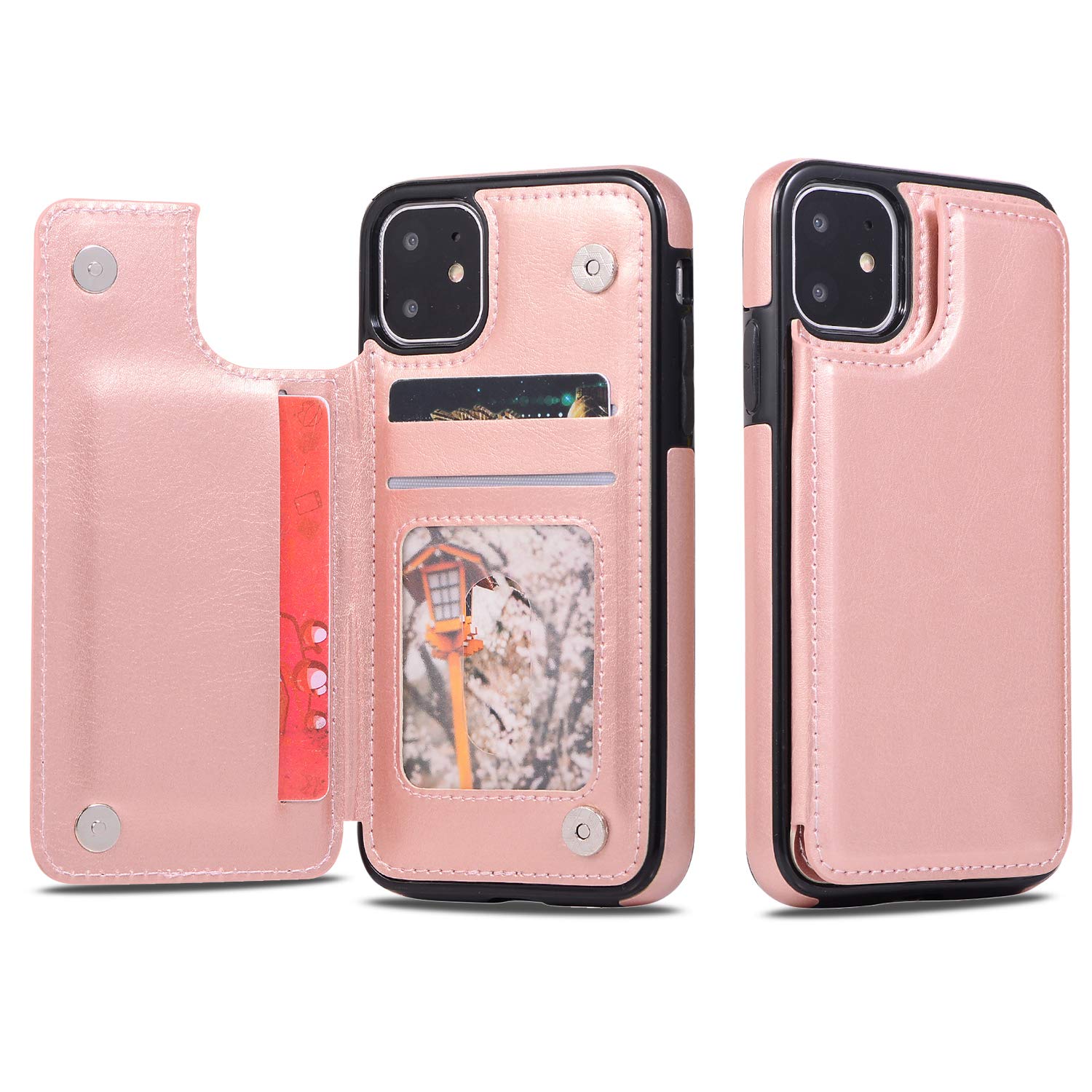 UEEBAI Custodia a portafoglio per iPhone 12 Pro Max 7.7 pollici, Premium PU Custodia in pelle Vintage Portafoglio Cover [Chiusura magnetica] Funzione Stand Folio Antiurto - Blu