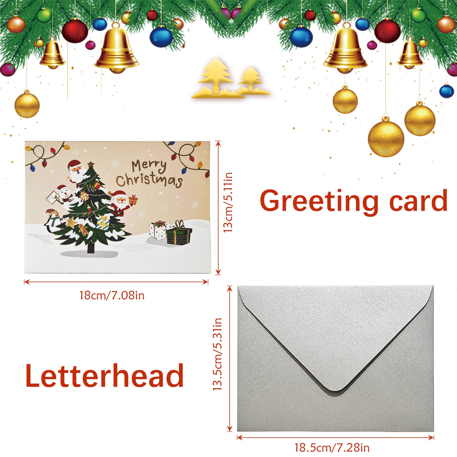 DITK-U 3D Christmas Card Pop-Up Card Santa Claus and Christmas Tree Handmade Gift Card Greeting Cards with Envelopes for Greetings Blessings - Image 2