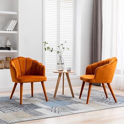 Miniatura 5 de chairus Juego de 2 sillas de comedor de terciopelo, modernas tapizadas de mediados de siglo, cómodos sillones decorativos para dormitorio, cocina,