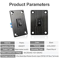 Vista 5 de 1 pieza Interruptor basculante negro KCD1 para barco, interruptor de panel SPST de 2 posiciones y 2 pines, 6A 250V CA 10A 125V CA, con 4 piezas