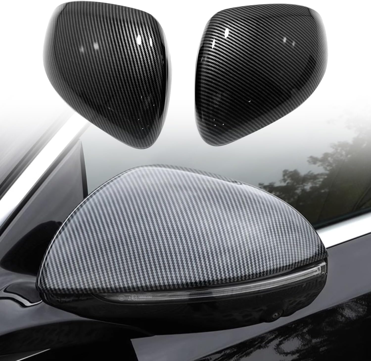 HIGH FLYING Car Exterior Accessories 2023 2024 2025 for Mercedes-Benz E-Class W214, C-Class W206, AMG GLC 43/63, GLC 300 350e Rearview Side Mirror Decora Cap Cover Trim 2pcs ABS (Gloss Black)