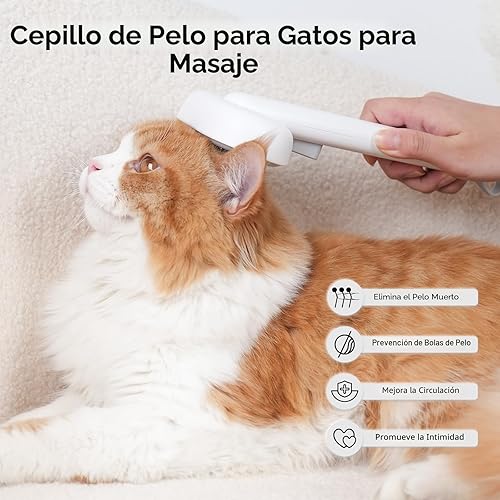 Miniatura 6 de Aumuca - Cepillo para gatos de pelo largo o corto de interior, para eliminar el pelo suelto, peinado de gatos, masaje de gatitos y cachorros