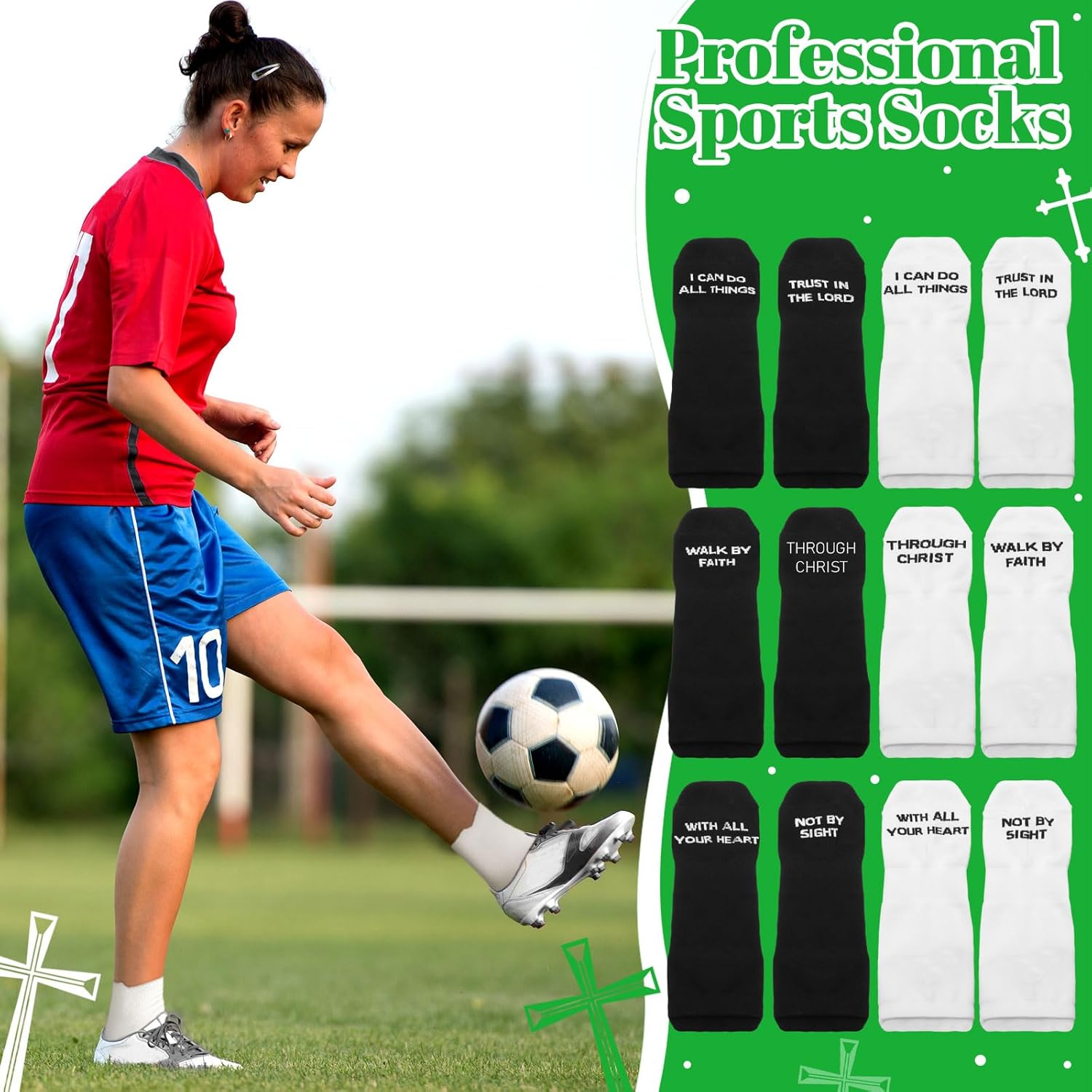 Janmercy 6 Pairs Catholic Socks with Scripture on, Running Athletic Ankle Sports Socks Faith Bible Jesus Christian Gifts Bulk - Image 5