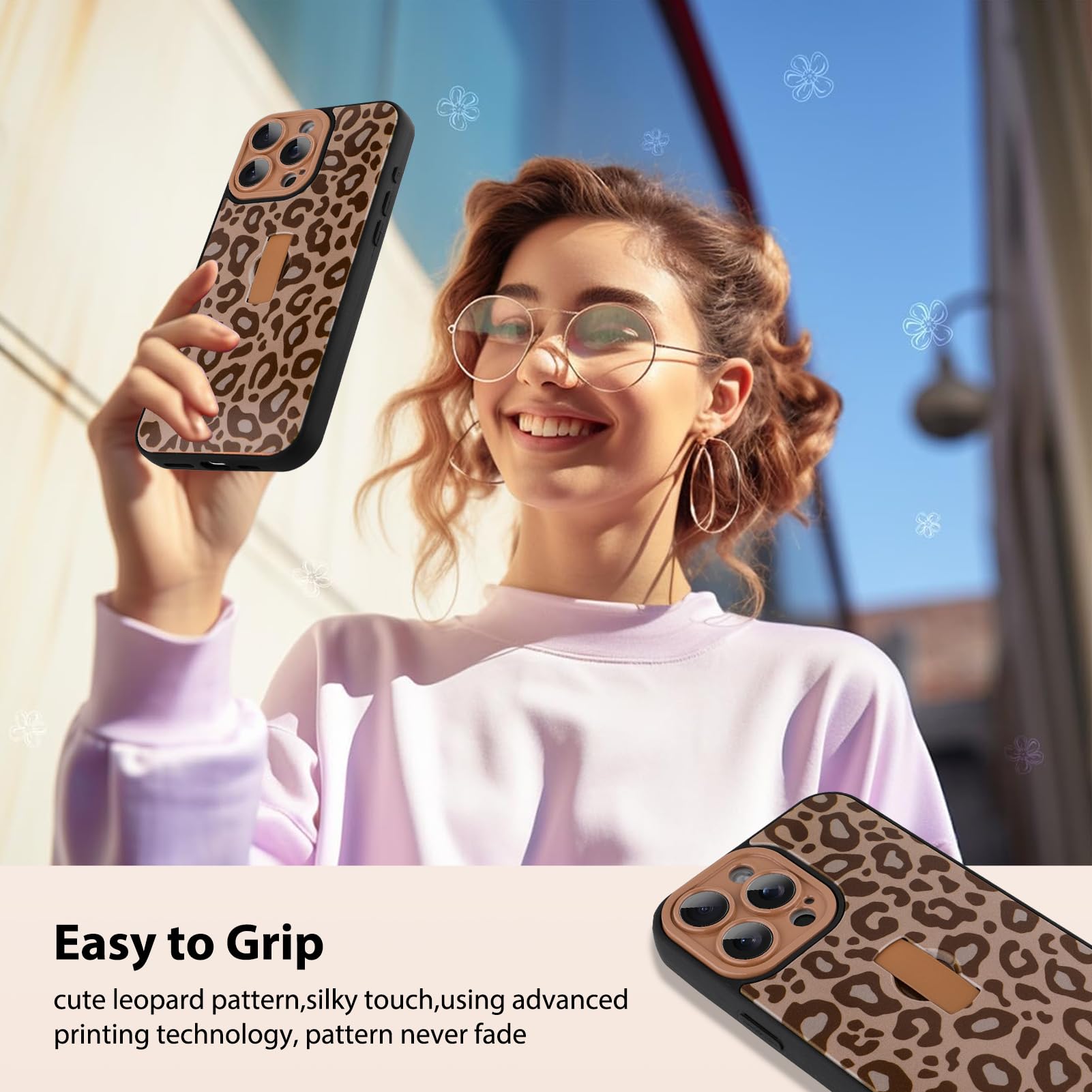 KANGHAR Funda Protectora Delgada para iPhone 15 Pro de 6.1 Pulgadas con Estampado de Leopardo marrón, para Mujeres, niñas y Hombres, a Prueba de Golpes, Delgada, Funda Protectora