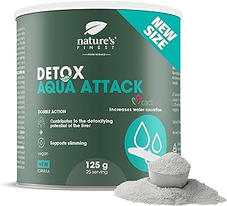 Nature's Finest by Nutrisslim Detox Aqua Attack – Artischocke, Mariendistel, Chlorella-Extrakt – Natürliches Pulver zur Reduzierung von Wassereinlagerungen – 125 g, 25 Portionen