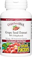 Vista 1 de Natural Factors, GrapeSeedRich Extracto de semilla de uva, soporte antioxidante para una respuesta inflamatoria saludable, 90 cápsulas