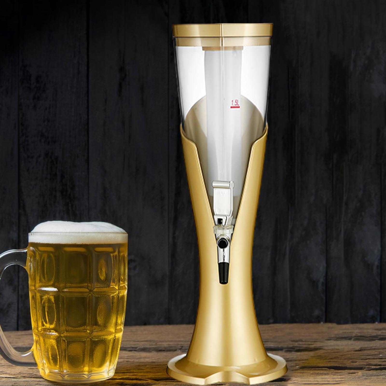 Dispensador de Cerveza con Grifo, Cubo para Remojar La Cerveza, Torre de Cerveza, Vertedor de Cerveza para Pubs Y, oro, tal como se describe
