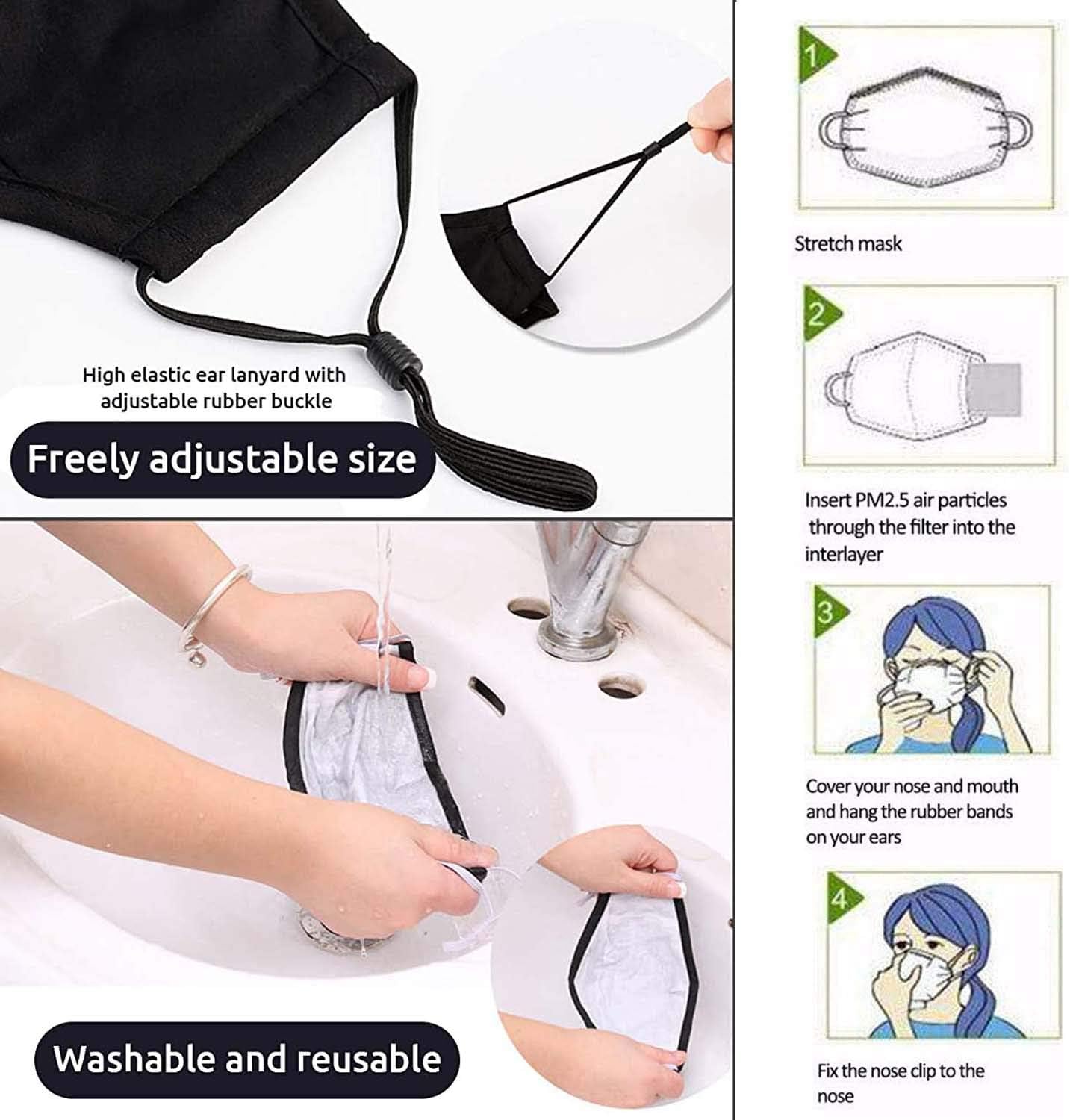 Tор Rаtеd 2Pcs Blue Fashion Fabric Cover Reusable Cotton with 2 Activated Carbon Filters Meltblown Non-Woven Cloth 5 Layers Filters Breathable Protection Bеѕt Dеаl 🛒 2Pcs Blue Fashion Fabric Cover Reusable Cotton with 2 Activated Carbon Filters Meltblown Non-Woven Cloth 5 Layers Filters Breathable Protection