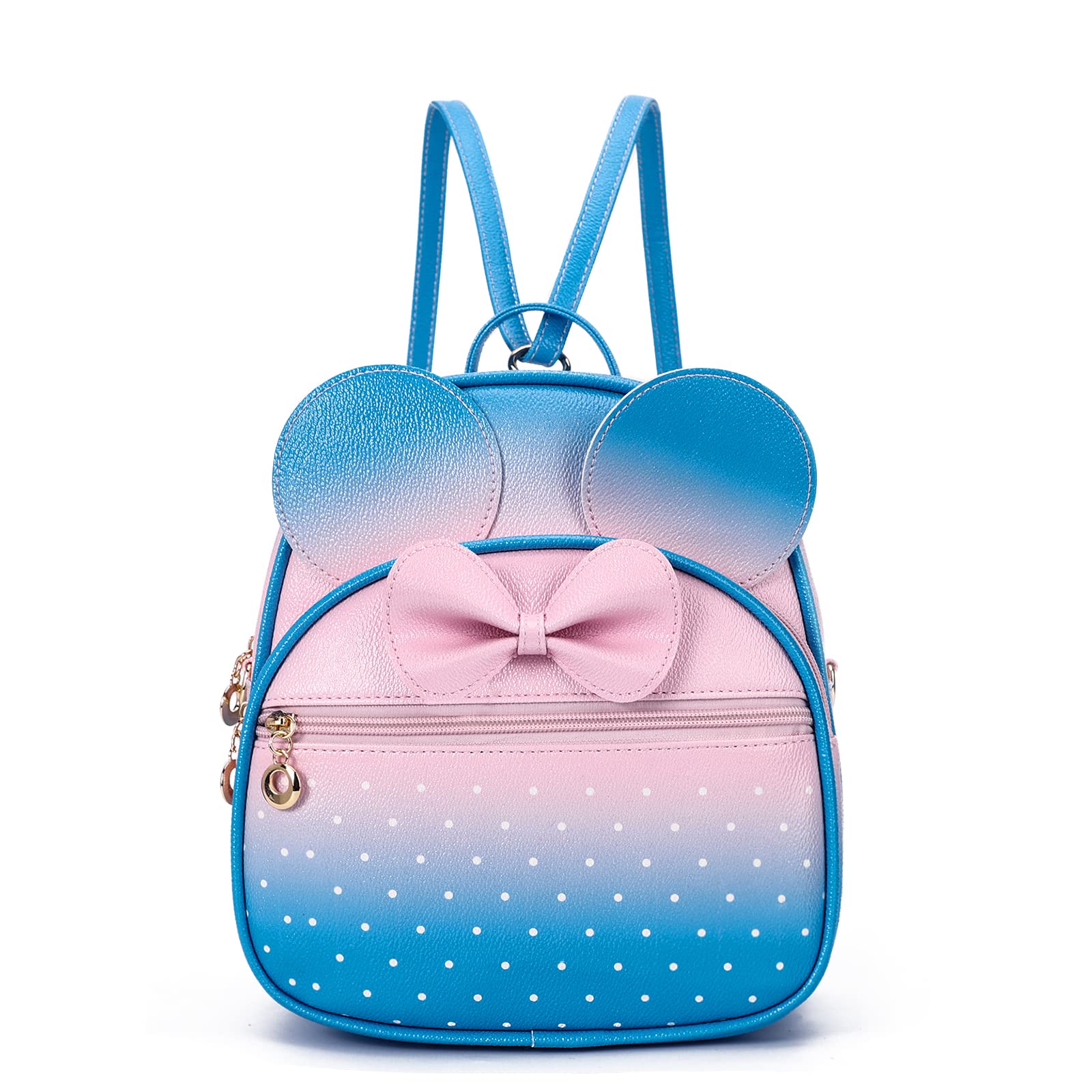 Girls Bowknot Mini Backpack Mouse Ear Polka Dot Convertible Shoulder Purse