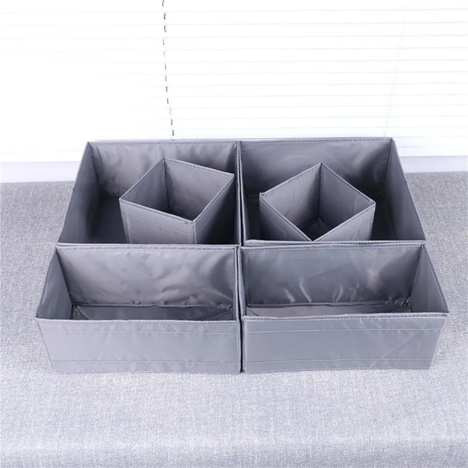Oxford-Stoff-Schublade, sechsteiliges Set, Scoubidou, spezielle waschbare Aufbewahrungsbox(WHITE,Six-piece (2 l 2 m and 2 s))