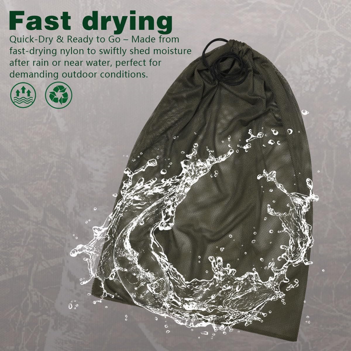 Military Green Mesh Hunting Decoy Bag, Tear-Resistant & Breathable Large-Capacity Storage Bag for Duck/Goose/Turkey Decoys, with Ergonomic Shoulder Straps, Multi-Scenario Outdoor Gear