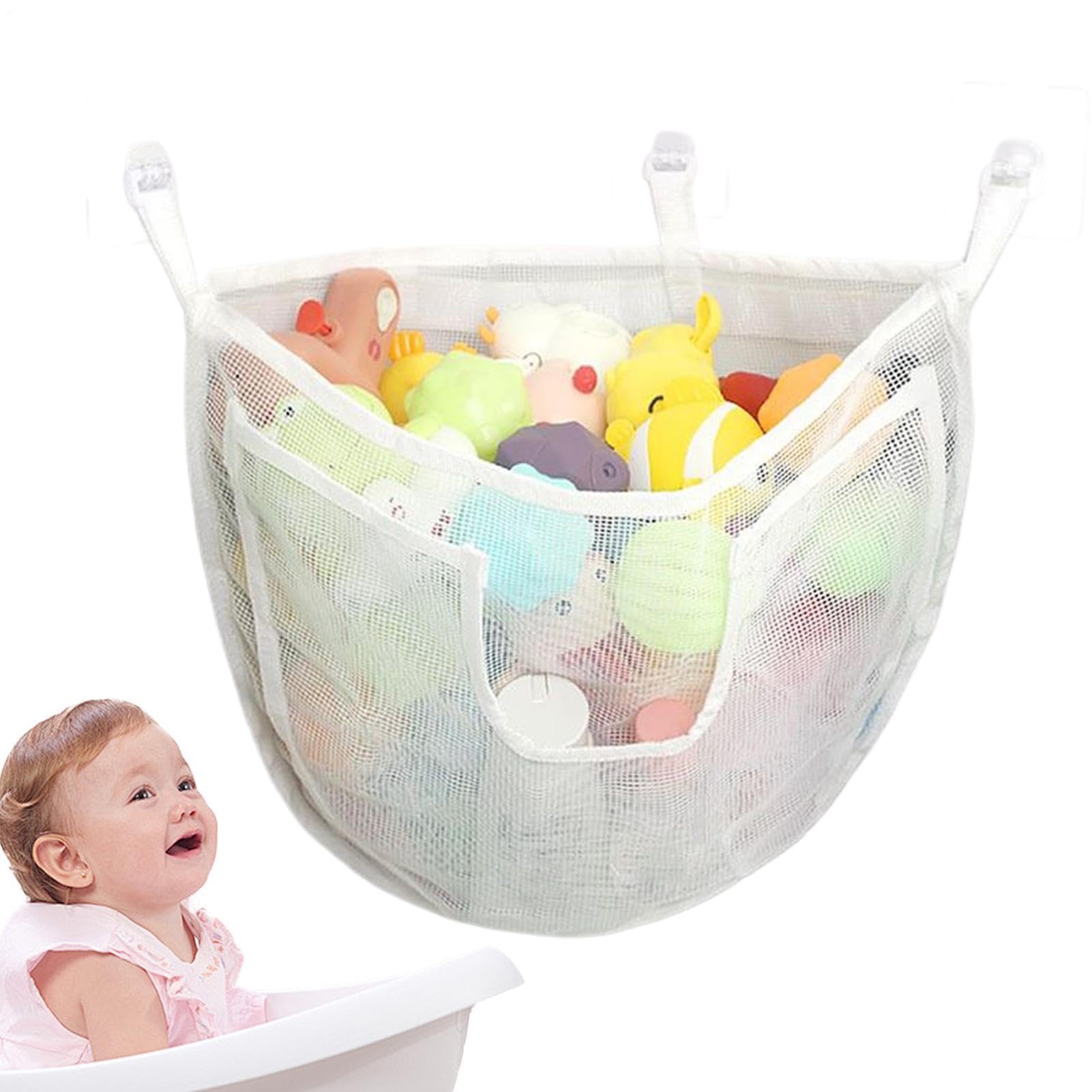 Almacenamiento de juguetes de bañera con malla de secado rápido para ducha