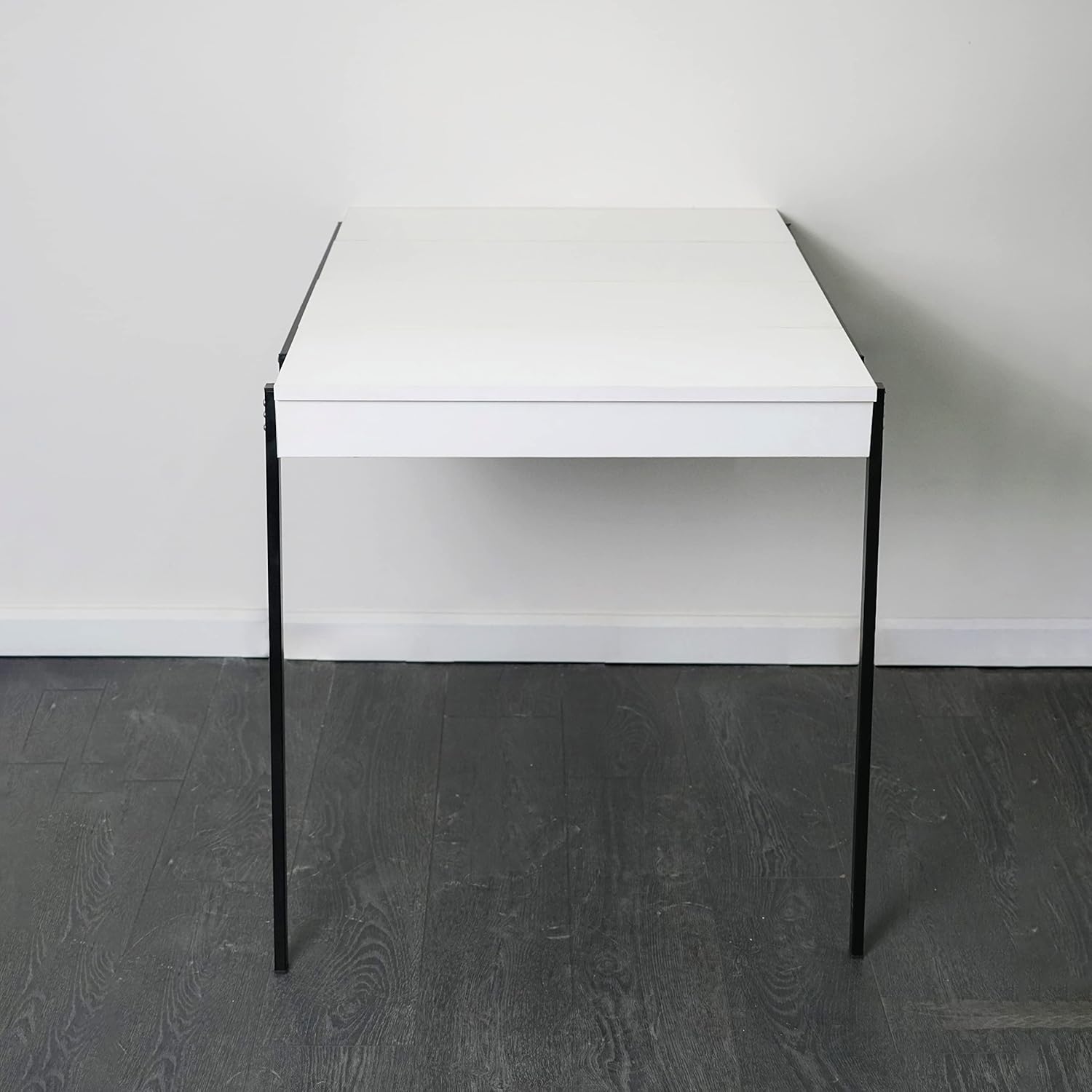 White Folding Wall-Mounted Murphy Table with Shelf