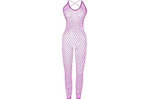 Women's Mesh Lingerie Pink Fishnet Bodysuit