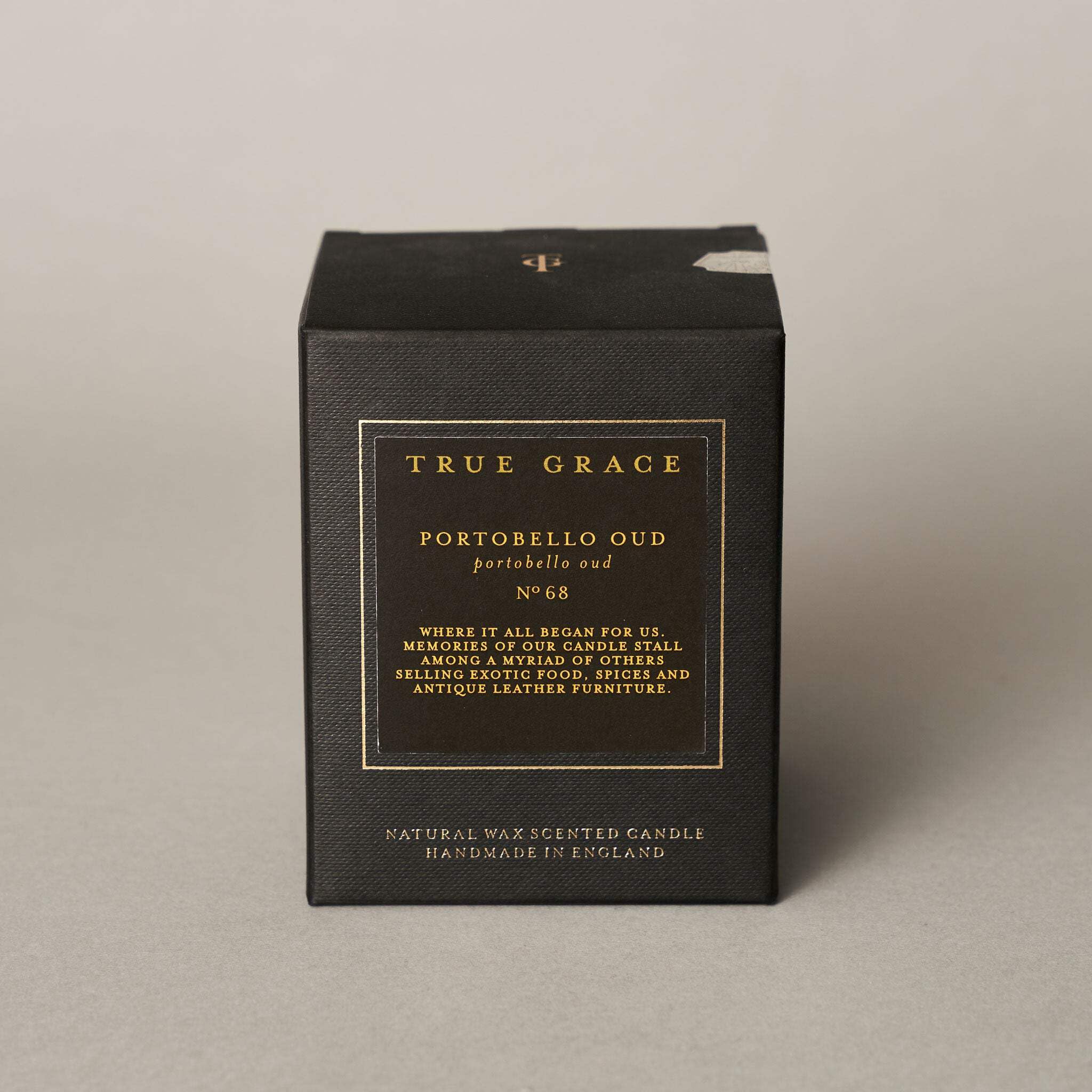 True Grace Portobello Oud Classic Candle-Woody Spiced Scent, Natural Wax, 40hr Burn (190g) None