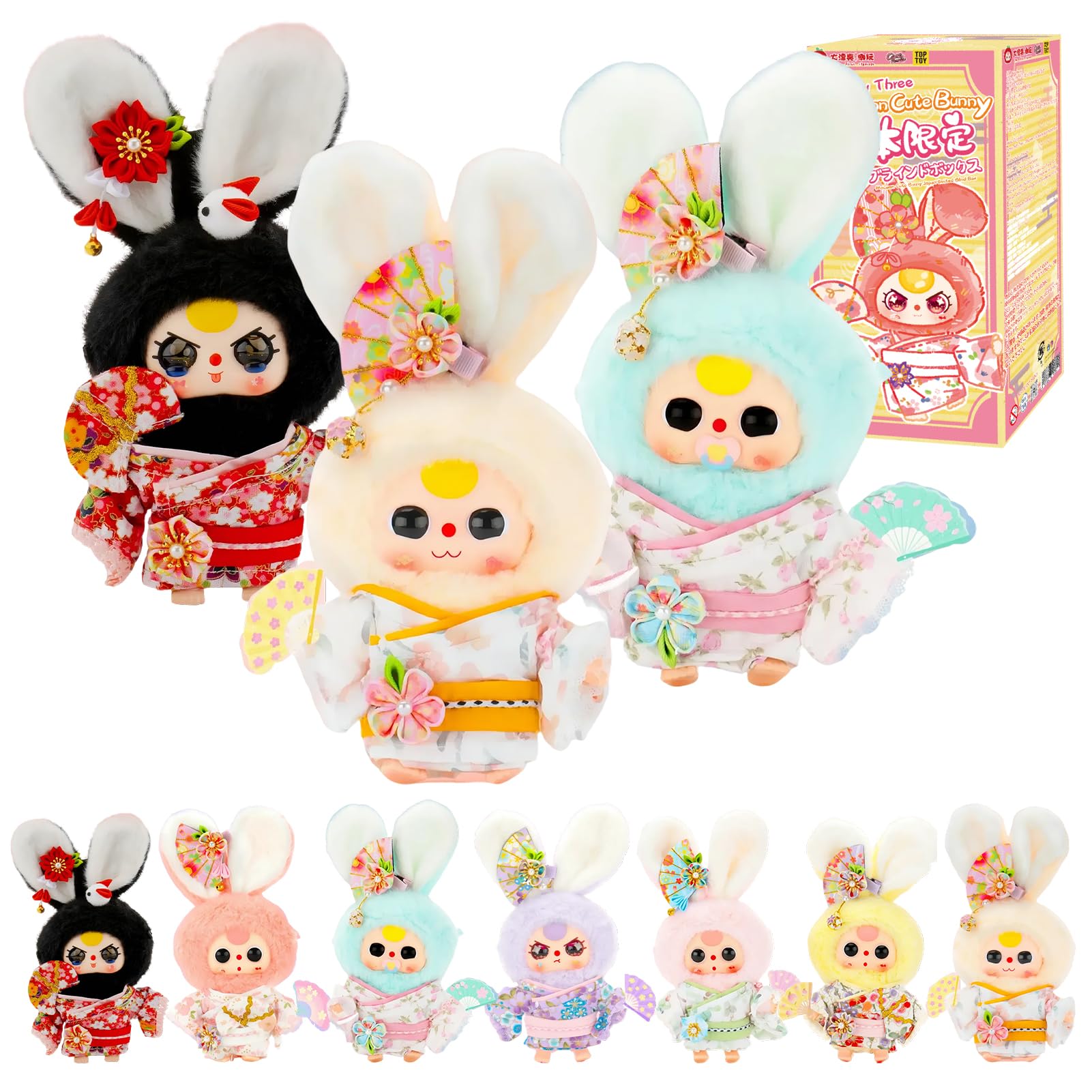 TOP TOY x Baby Three "Macaron Rabbit Japan Limited" Series Plush Soft Vinyl Pendant [1 Piece] Gacha Gacha Blind Box Figure Plastic Model Premium Toy Plush Soft Vinyl Original Character Birthday : Toys