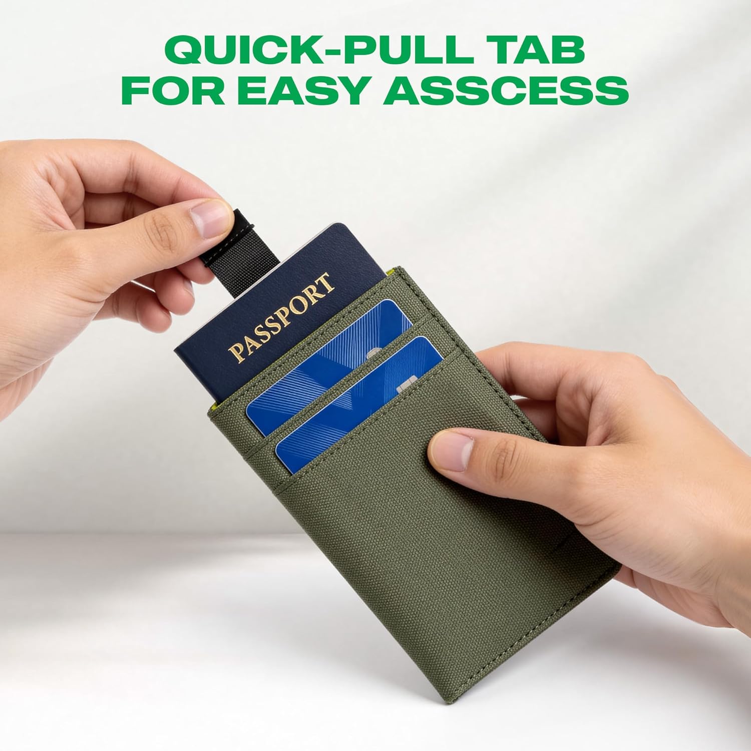 Passport Wallet, RFID Blocking, Waterproof (Green) - Image 3