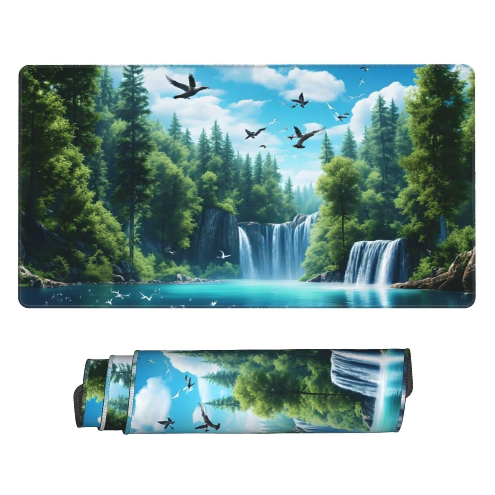 Podkładka pod mysz XXL 1200 x 600 mm, jesienna podkładka pod mysz scenę podkładka pod mysz 120 x 60 cm, wodoodporna antypoślizgowa podkładka pod mysz na biurko zszyte krawędzie, podkładka pod mysz z