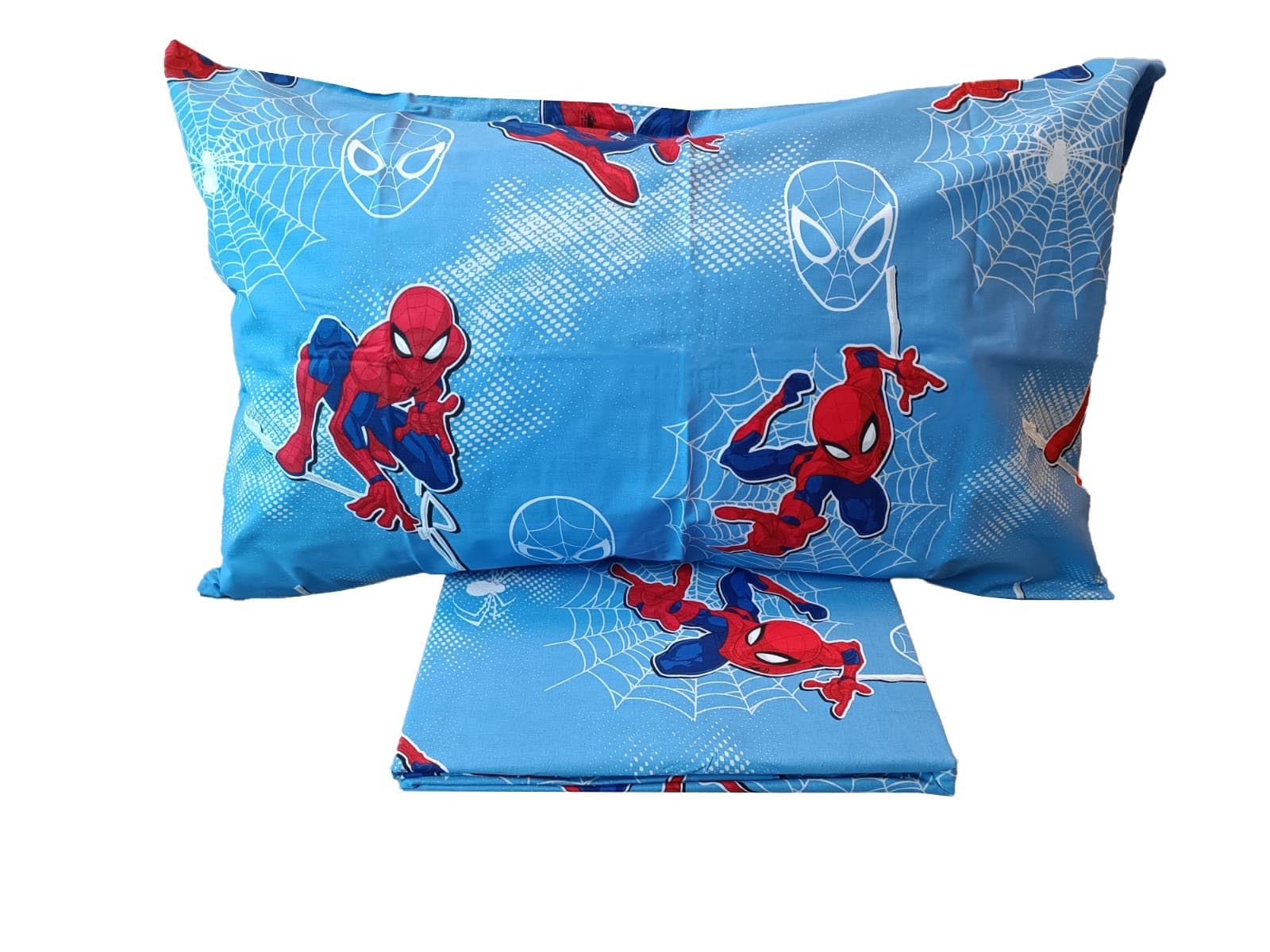 Spiderman, Set Copripiumino Singolo Cotone, Blu, Sacco 155x200, Federa 50x80, Marvel, 100% Cotone, Prodotto Ufficiale