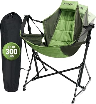 Wise Owl Outfitters Hammock Chair for Adults Comfortable Portable Folding Rocking Camping Chair with Carry Bag Great for Lawn, Campsite & Outdoors