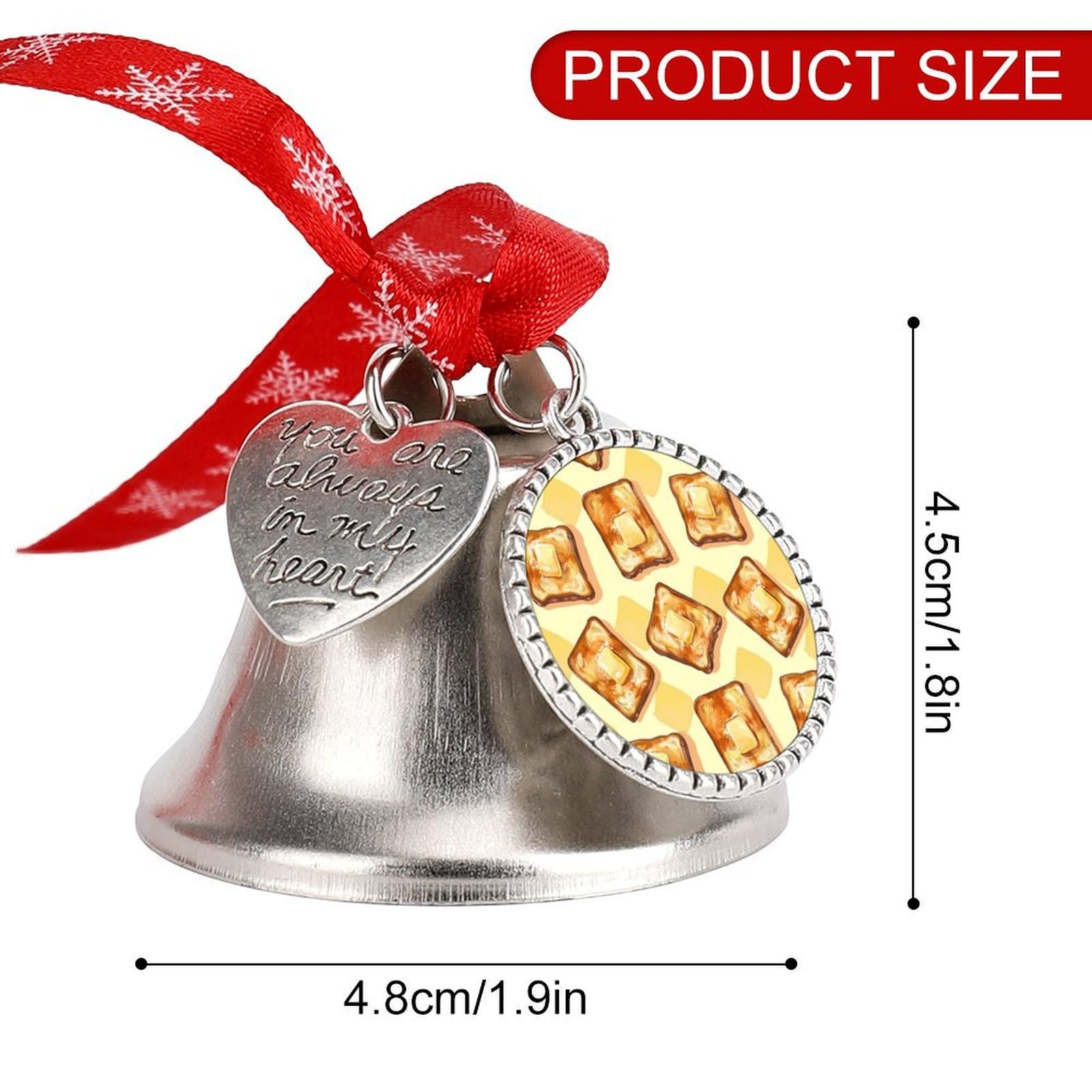 Golden Toasts Funny Christmas Bell Ornament Cute Xmas Tree Hanging Pendant Decoration for Holidays Party