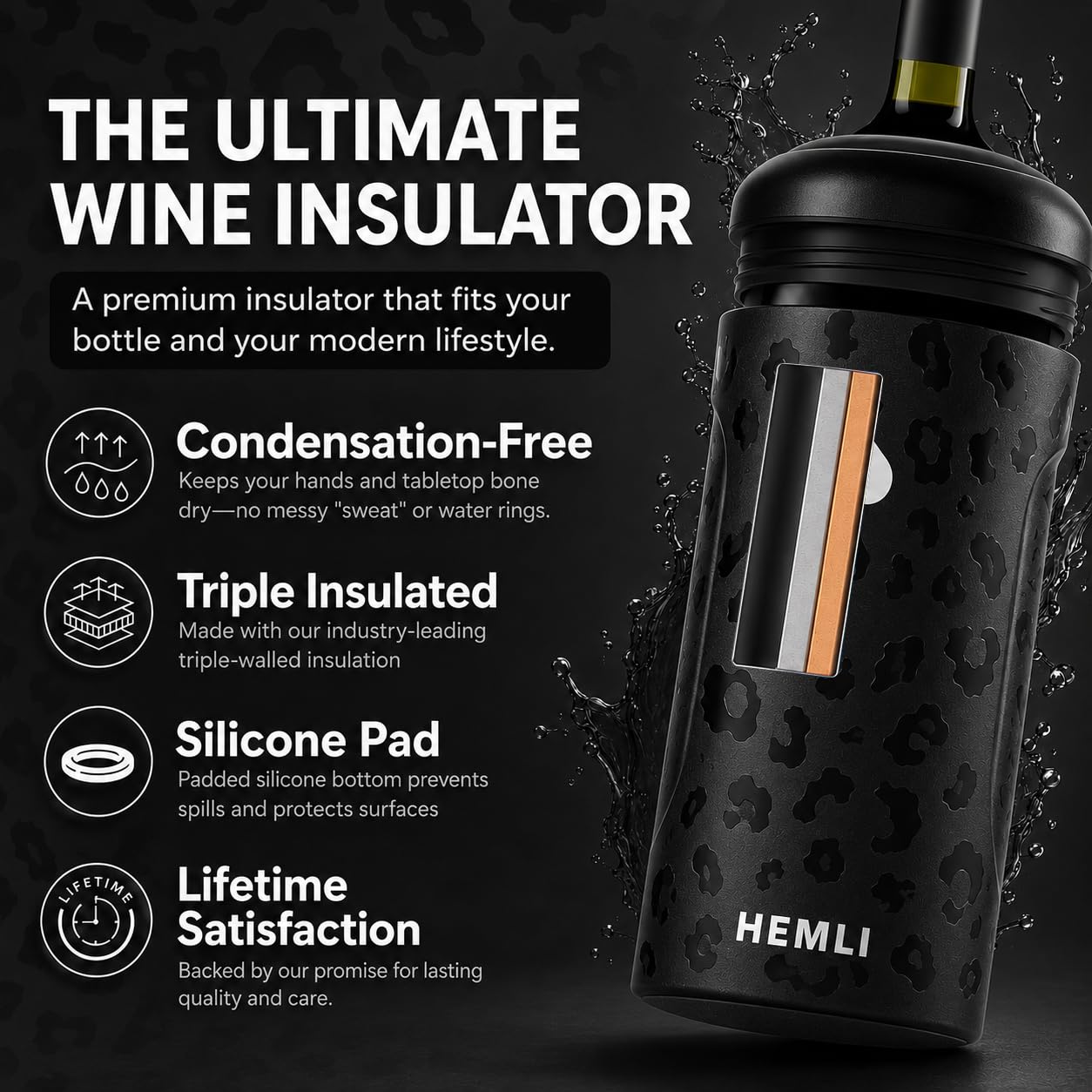 Wine Bottle Chiller Insulator Sleeve, Keeps Wine and Champagne Cold for 12 Hours, Vacuum Insulated Wine Bottle Cooler — Amazon image 3