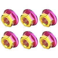 Vista 29 de Titanium DIN6923 M5 M6 M8 M10 M12 M14 M16 - Juego de 6 tuercas hexagonales (paso M8, 0.069 pulgadas, dorado)