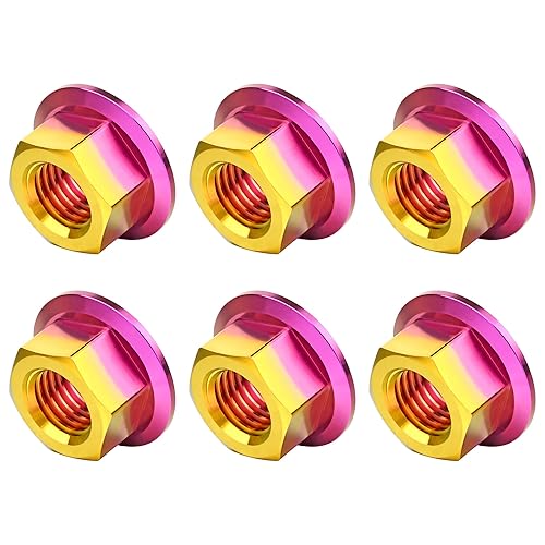 Miniatura 29 de Titanium DIN6923 M5 M6 M8 M10 M12 M14 M16 - Juego de 6 tuercas hexagonales (paso M8, 0.069 pulgadas, dorado)