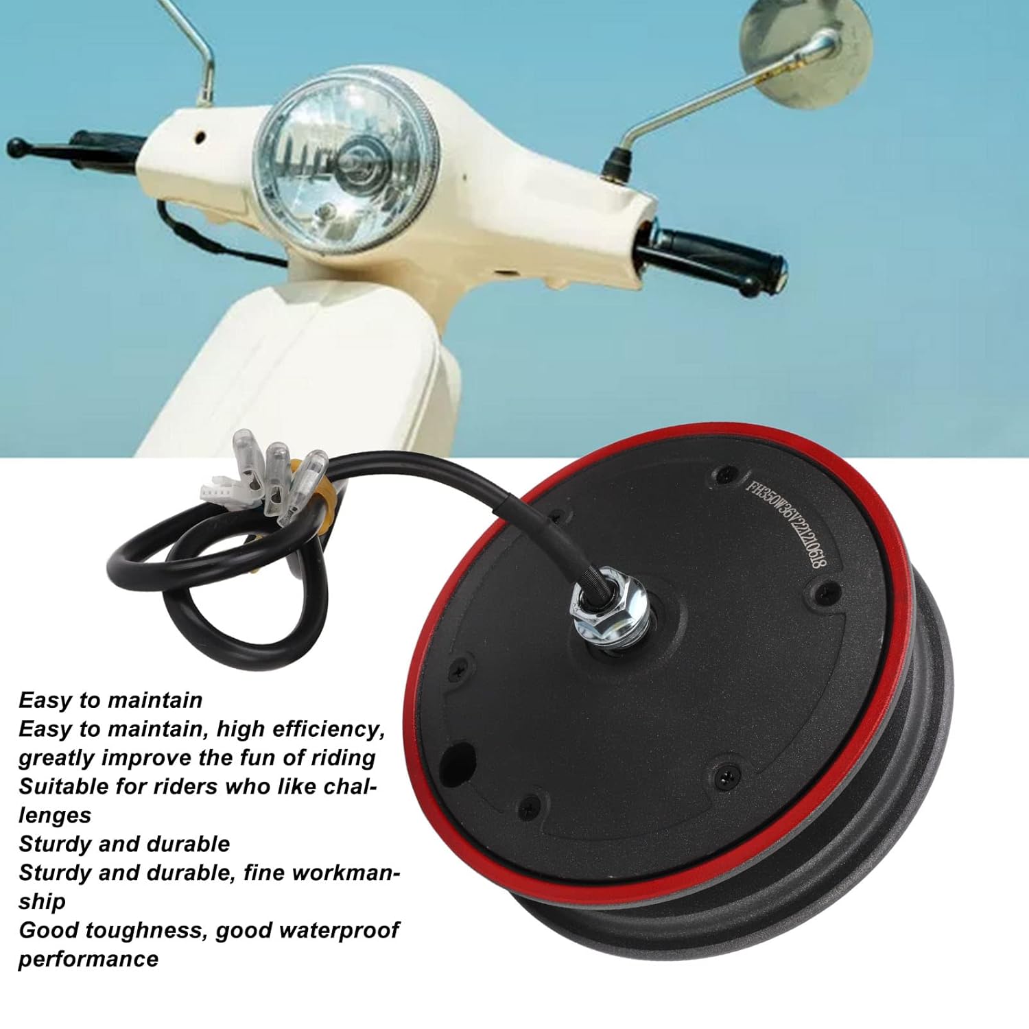 350W Electric Scooter Wheel Hub Motor, Aluminum Alloy Wheel Hub Motor Engine Scooter Wheel Hub Motor for 10inch Electric Scooter Electric Bike