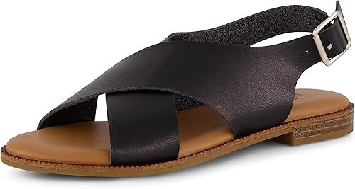 CUSHIONAIRE Sandalia Lake con banda cruzada para mujer + espuma viscoelástica