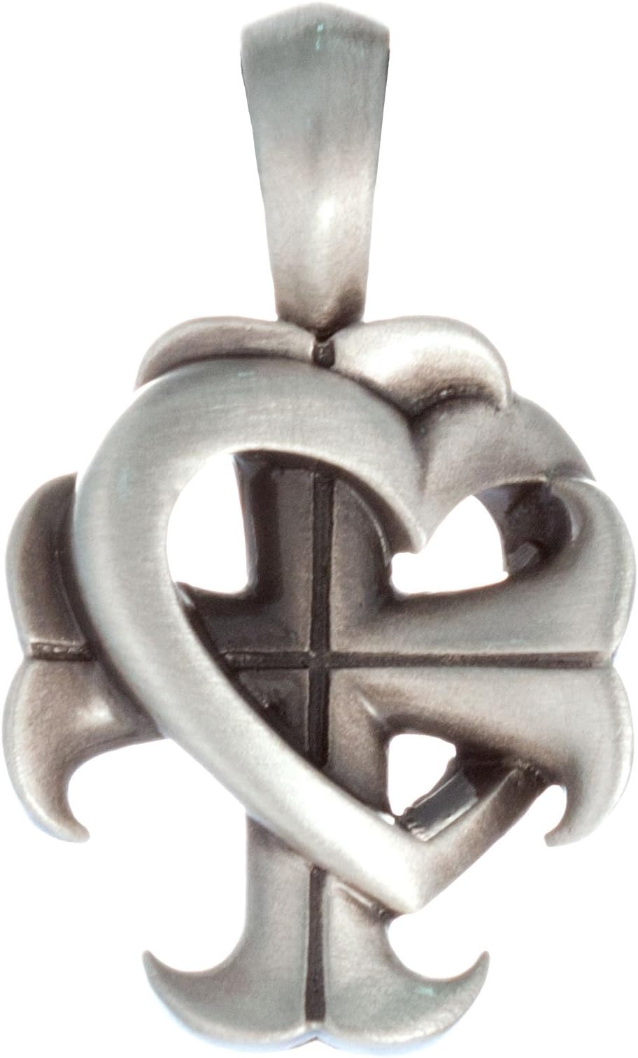 Bico AustraliaCross and Heart pendant Jewelry (E340) Silver finish with Adjustable size necklace