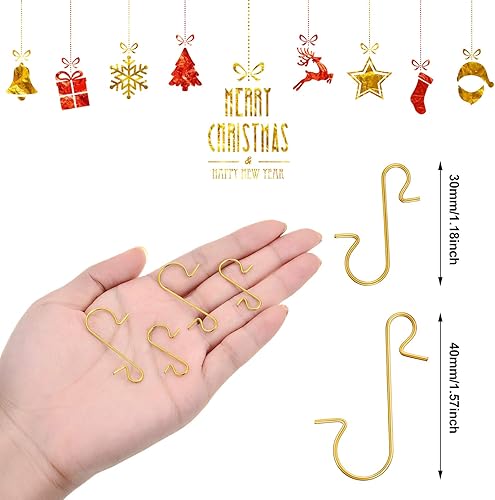 Miniatura 9 de 200 ganchos de alambre de metal para adornos navideños, ganchos de metal en forma de S con caja de almacenamiento para festivales irlandeses y