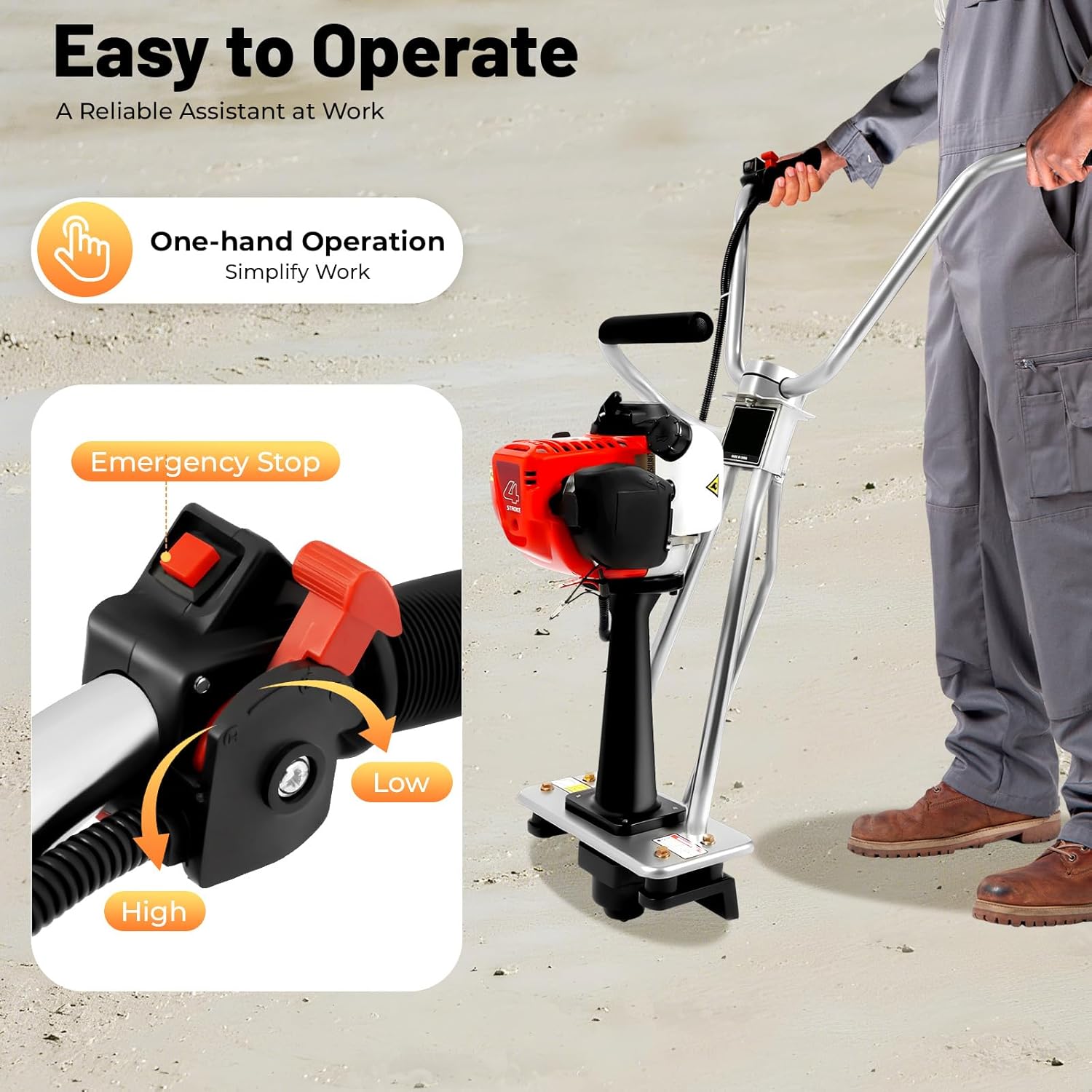 4 Stroke Gas Concrete Wet Screed, 900W Commercial Power Screed Vibrating Screed Power Unit Low Fuel Consumption Wet,Concrete Power Screed Cement Finishing Vibrating Motor For 3.2-16ft Rulers