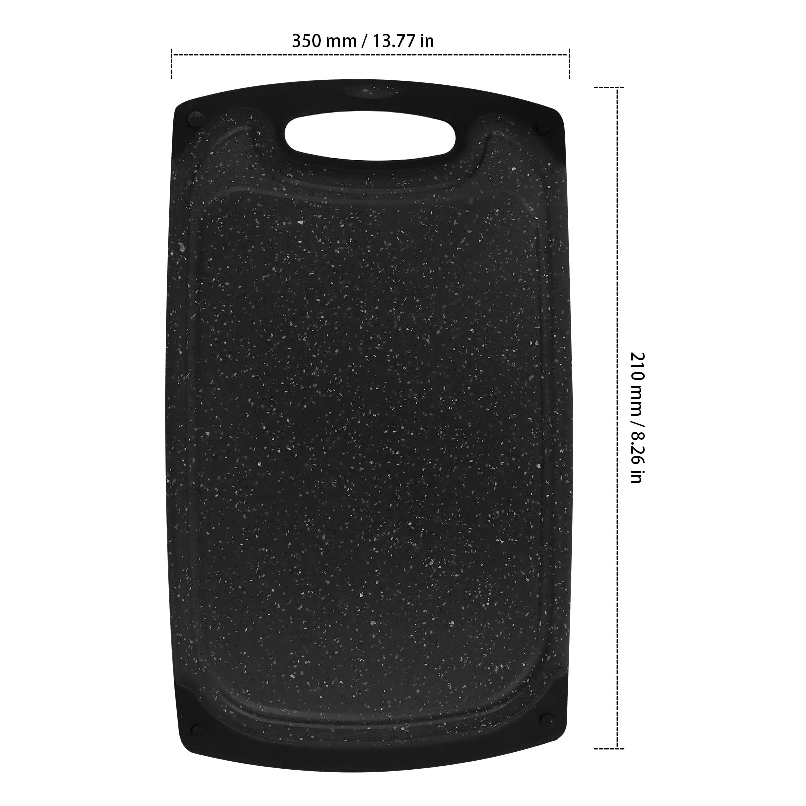 Set di 6 Taglieri in Plastica PP, 35 x 21 cm, con Manico, Nero