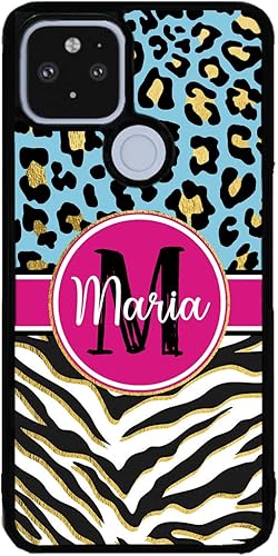 Miniatura 9 de Funda de goma negra personalizada con diseño de cebra de leopardo y oro azul compatible con Google Pixel 10, 10 Pro, 10 Pro XL, 9a, 9 Pro, Pixel 9,