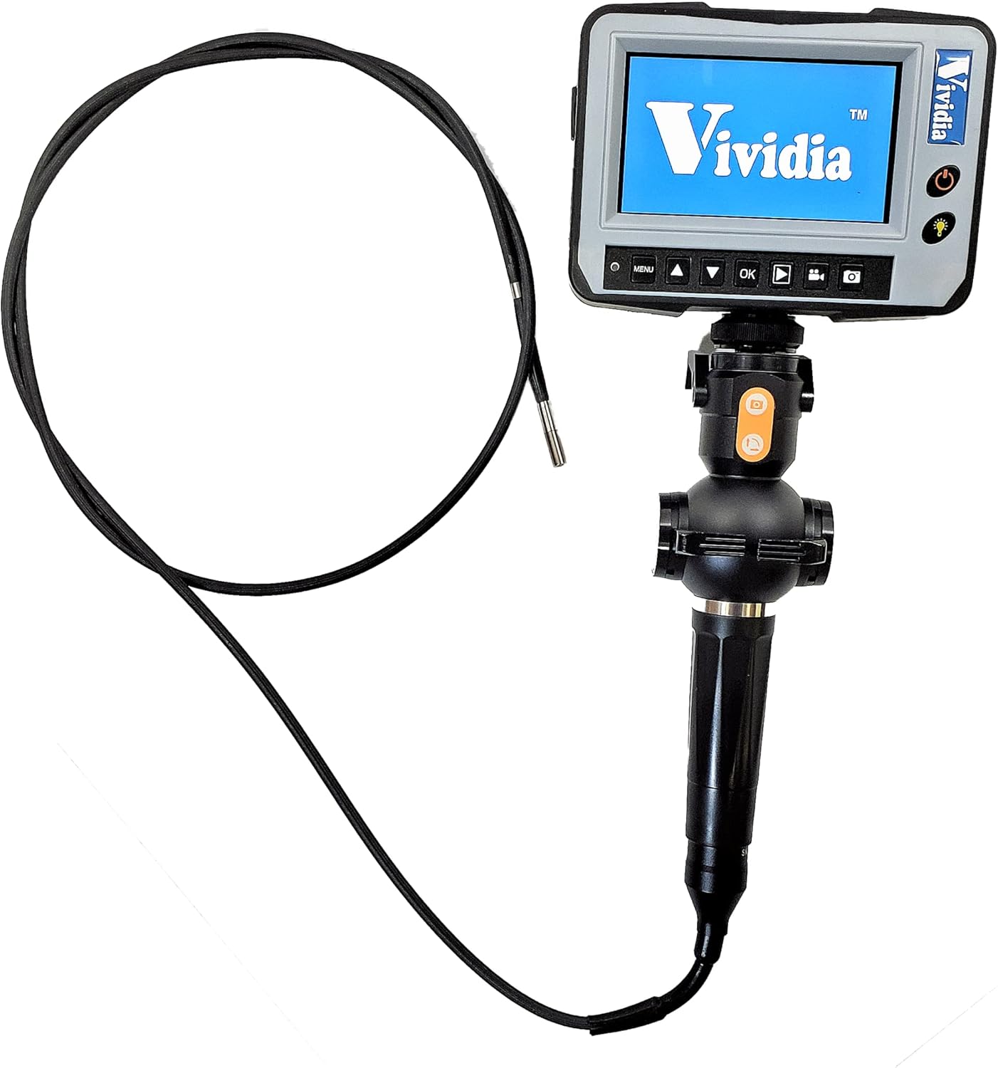 Vividia BD-4-6015 & BD-4-6030 LCD 4-Way Articulation Dual-Camera Borescope with 6mm (0.24") Diameter Flexible Probe and (1.5m Long Probe)